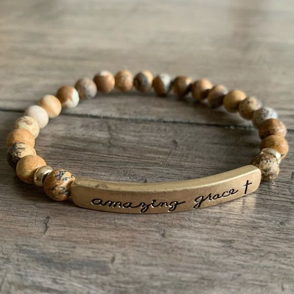 Jewelry - COPY - Amazing grace stretch bracelet limestone
